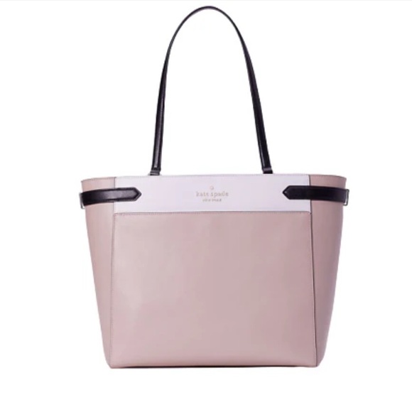 kate spade Handbags - Kate Spade Saffiano Leather Colorblock Staci Laptop Large Tote Warm Beige $450